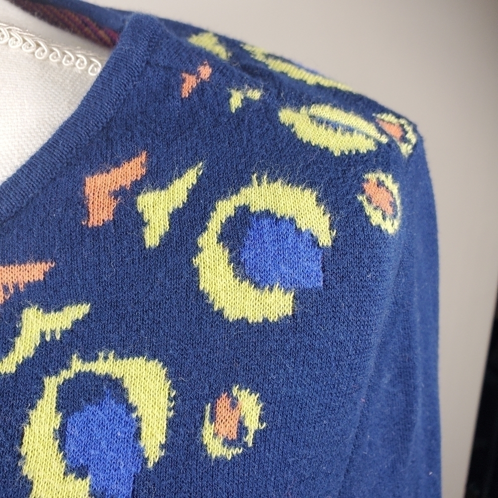 Anthropologie HWR Blue Cropped Sweater Embroidered - Picture 4 of 12